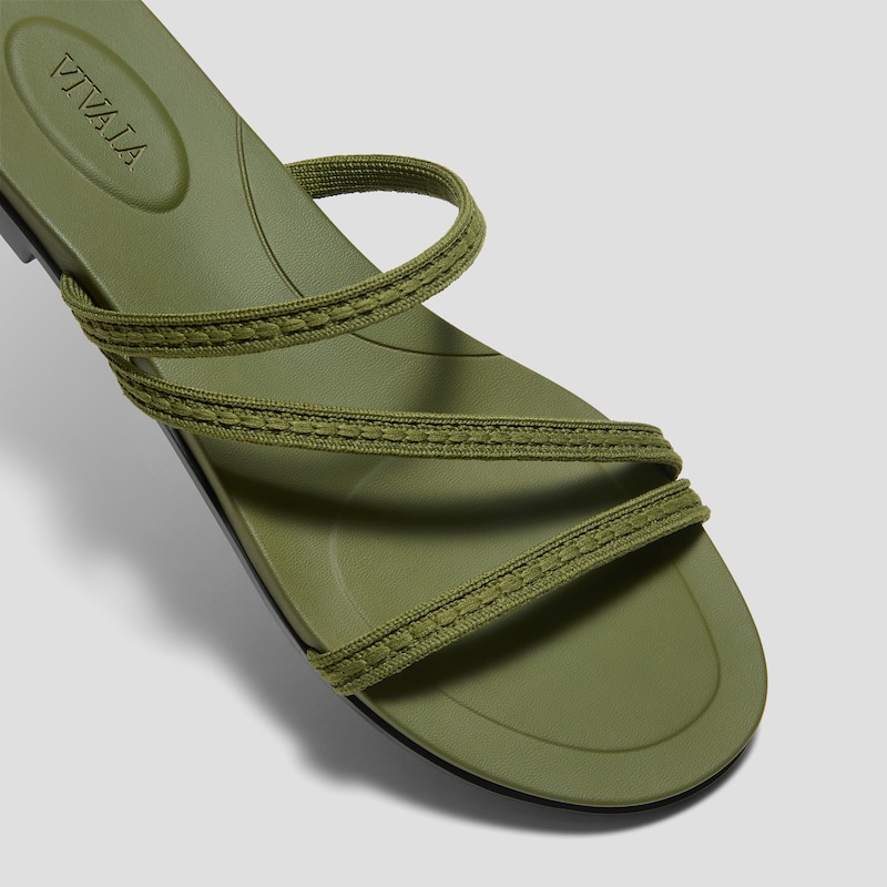 Square-Toe Flip-Flops (Carla), Olive Drab Rustic Cable, EU38 | VIVAIA