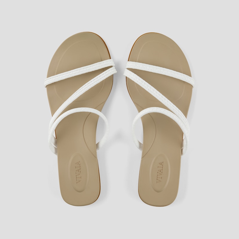 Square-Toe Flip-Flops (Carla), White - Nude Peach Rustic Cable, EU38 | VIVAIA
