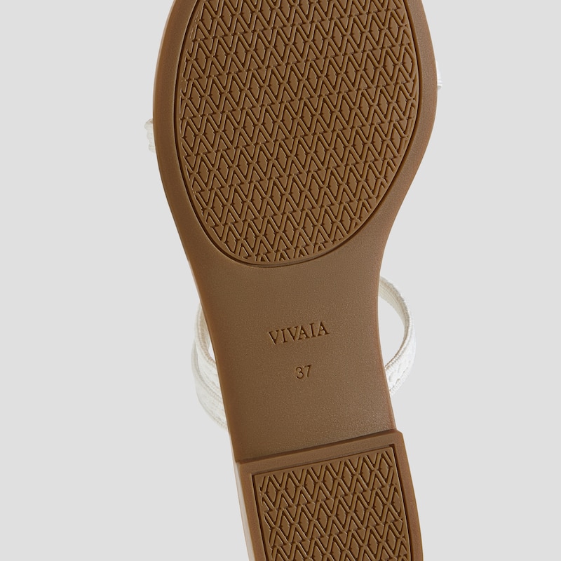 Square-Toe Flip-Flops (Carla), White - Nude Peach Rustic Cable, EU38 | VIVAIA