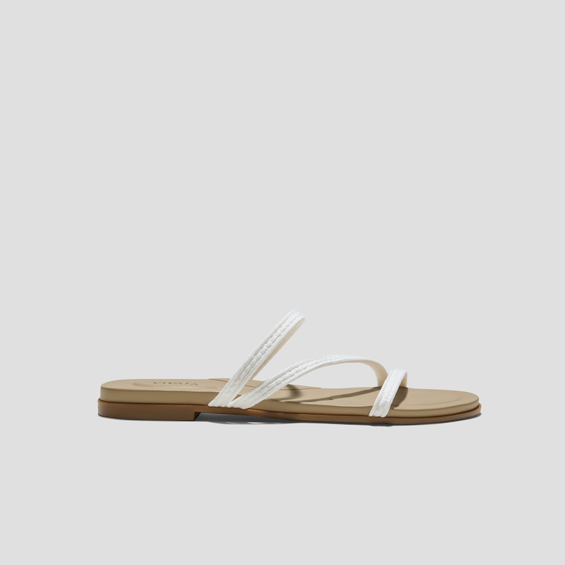 Square-Toe Flip-Flops (Carla), White - Nude Peach Rustic Cable, EU38 | VIVAIA