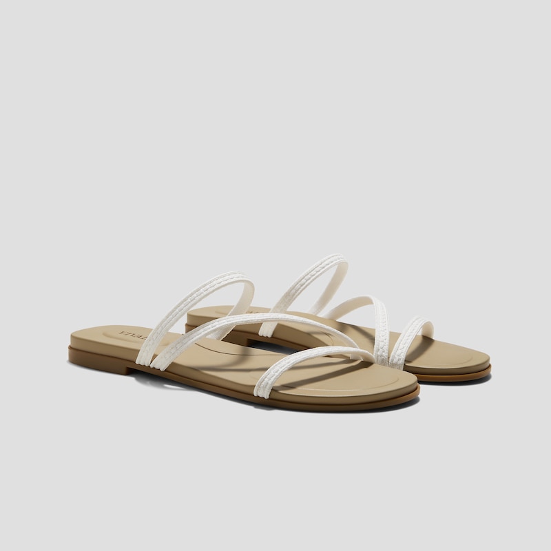 Square-Toe Flip-Flops (Carla), White - Nude Peach Rustic Cable, EU38 | VIVAIA