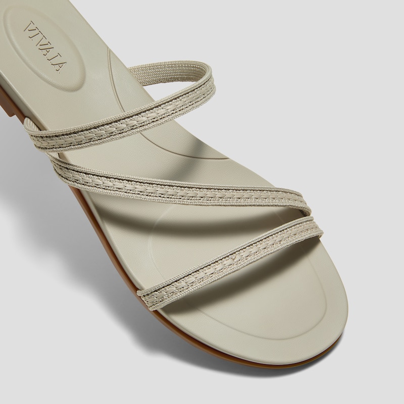 Square-Toe Flip-Flops (Carla), Doeskin Rustic Cable, EU36 | VIVAIA