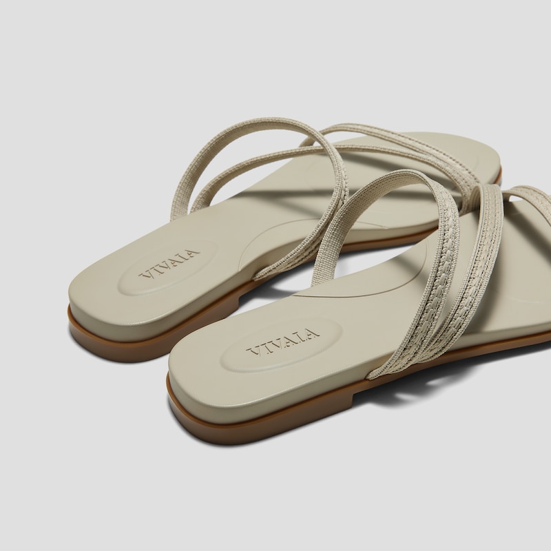 Square-Toe Flip-Flops (Carla), Doeskin Rustic Cable, EU36 | VIVAIA