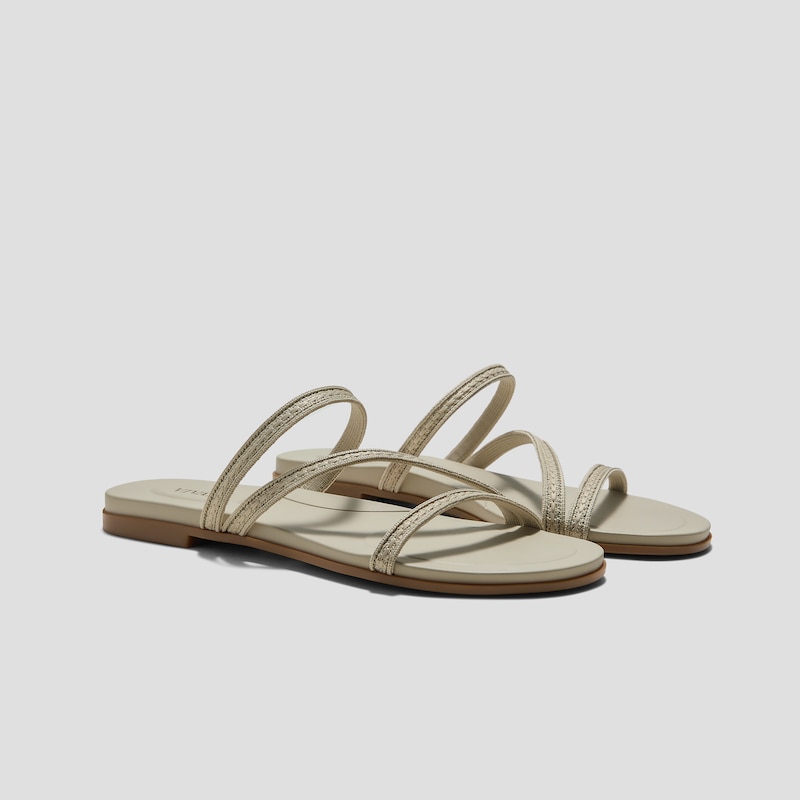 Square-Toe Flip-Flops (Carla), Doeskin Rustic Cable, EU36 | VIVAIA