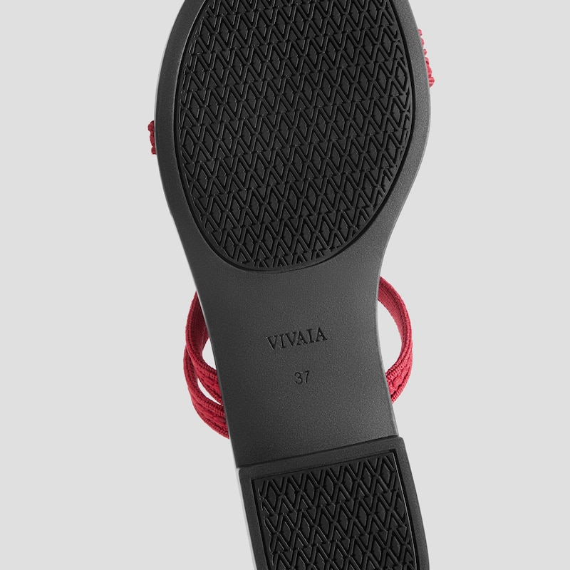 Square-Toe Flip-Flops (Carla), Ruby Red Rustic Cable, EU35 | VIVAIA