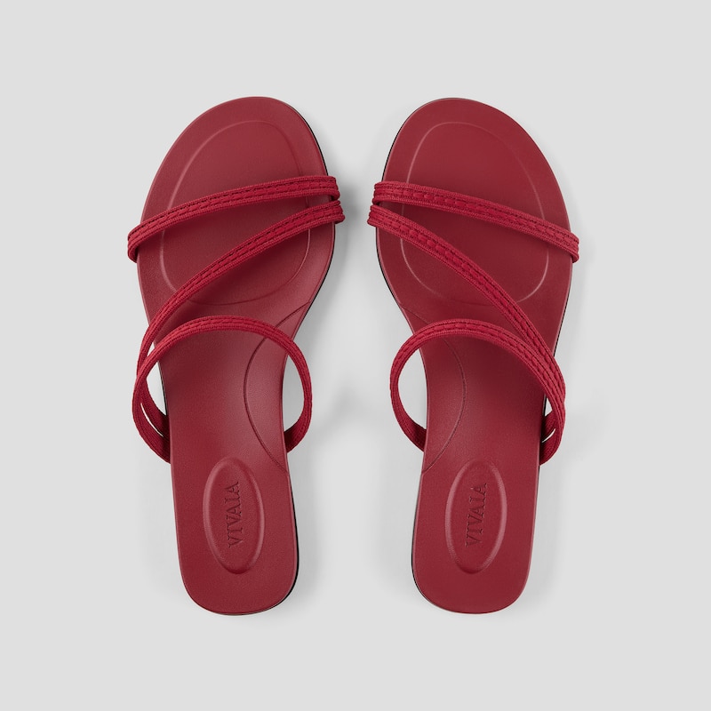Square-Toe Flip-Flops (Carla), Ruby Red Rustic Cable, EU35 | VIVAIA
