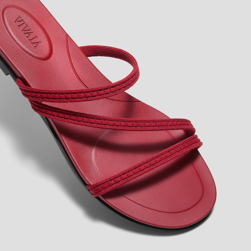 Square-Toe Flip-Flops (Carla), Ruby Red Rustic Cable, EU35 | VIVAIA