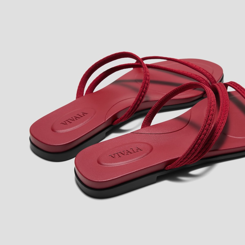 Square-Toe Flip-Flops (Carla), Ruby Red Rustic Cable, EU35 | VIVAIA