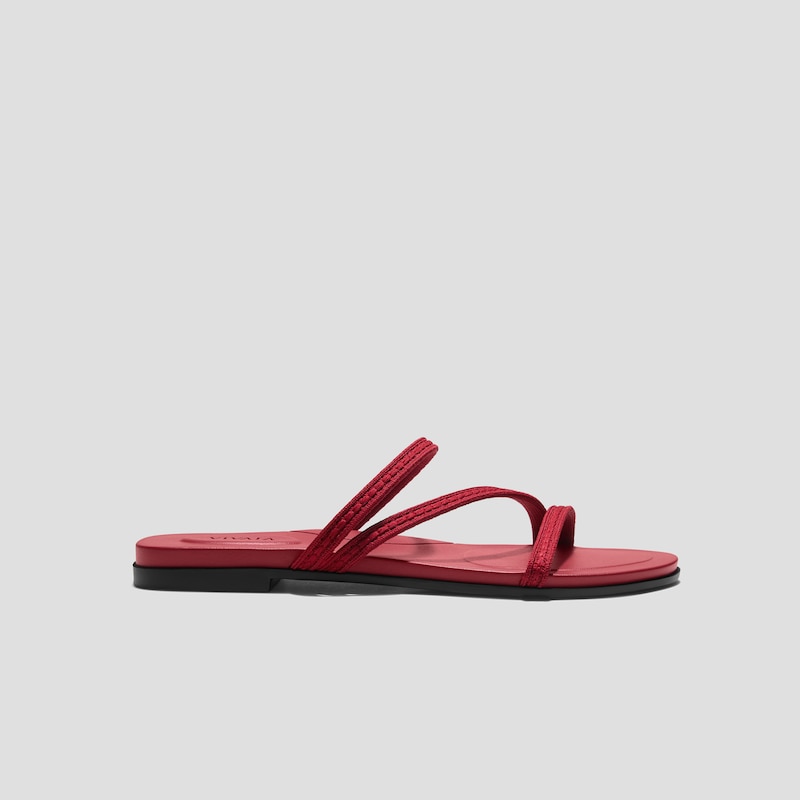 Square-Toe Flip-Flops (Carla), Ruby Red Rustic Cable, EU35 | VIVAIA