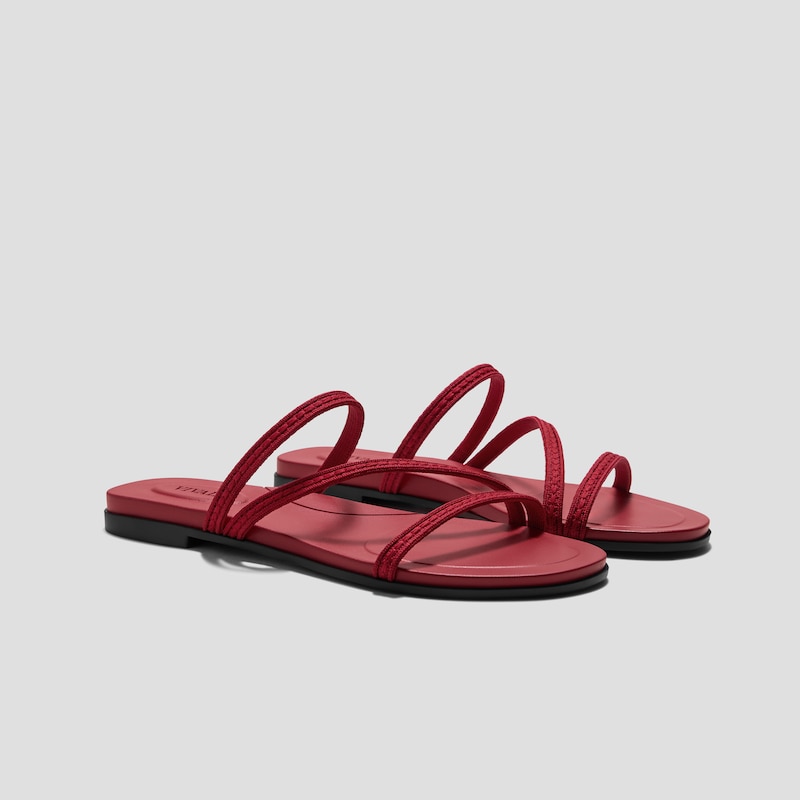 Square-Toe Flip-Flops (Carla), Ruby Red Rustic Cable, EU35 | VIVAIA