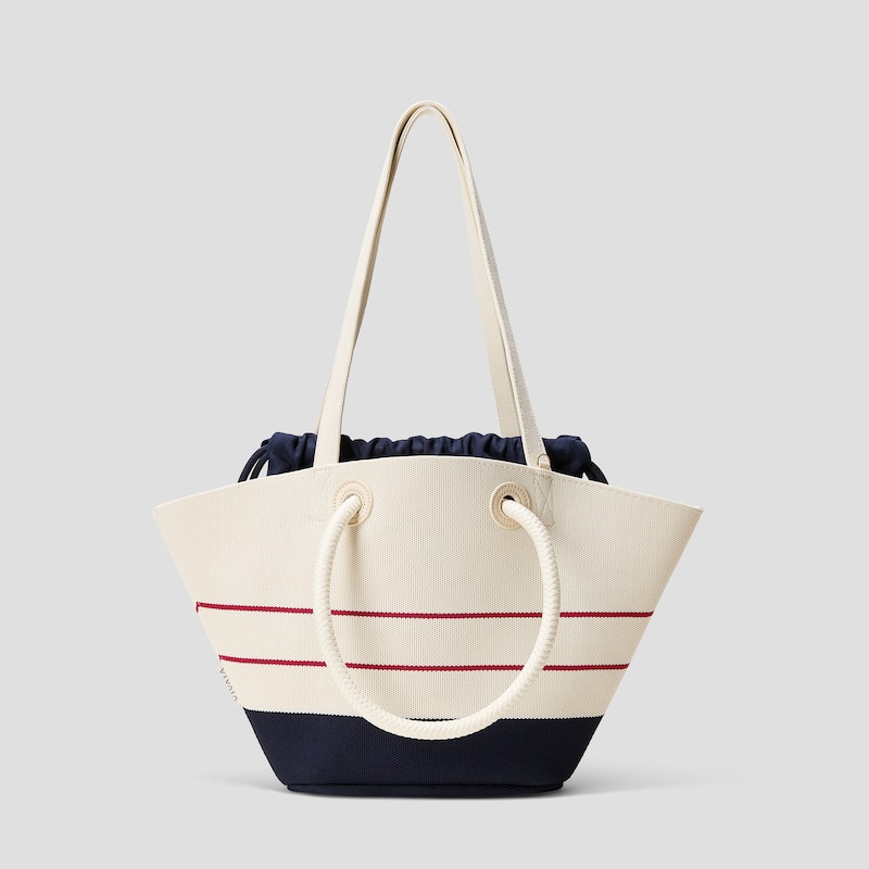 Convertible Trapeze Tote (Attina), PALE APRICOT & NAVY, one-size | VIVAIA