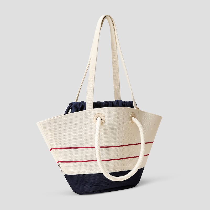 Convertible Trapeze Tote (Attina), PALE APRICOT & NAVY, one-size | VIVAIA
