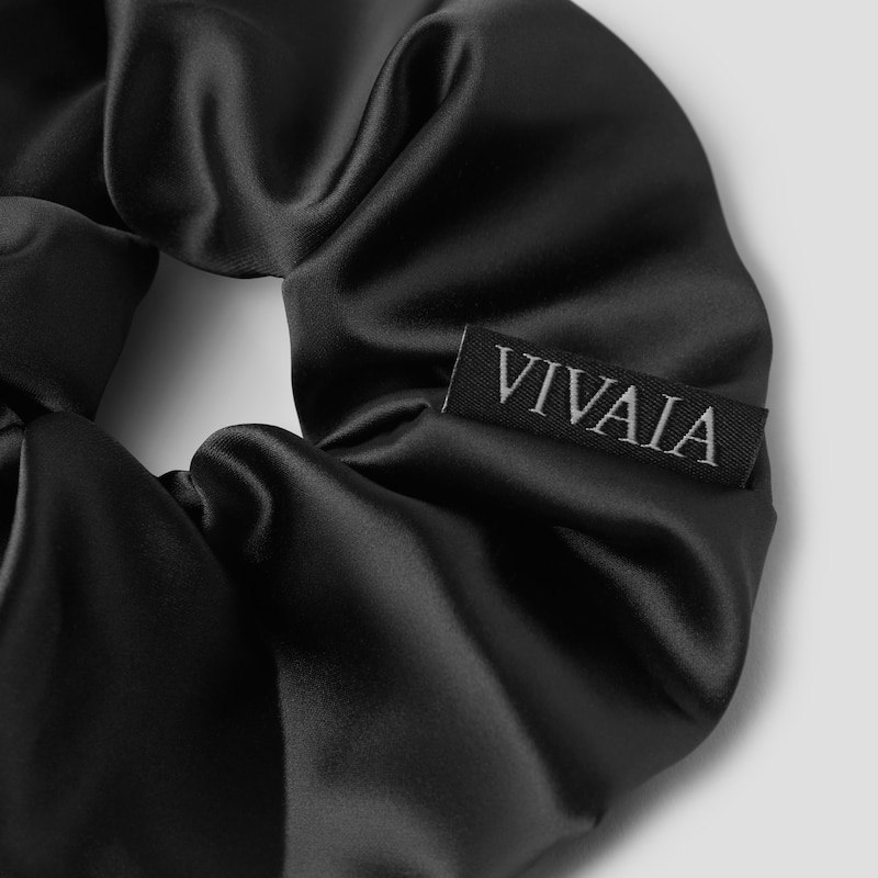 Satin Hair Scrunchie, Black, one-size | VIVAIA