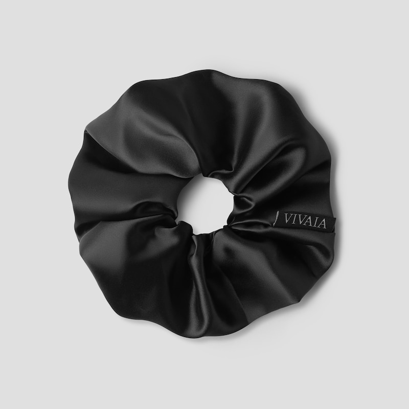 Satin Hair Scrunchie, Black, one-size | VIVAIA