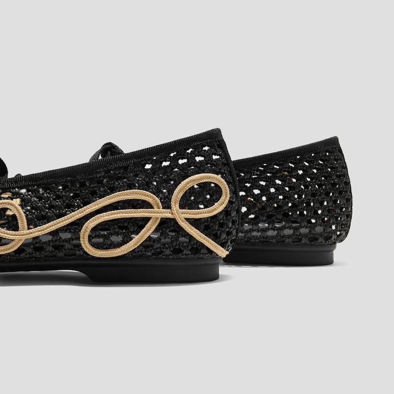 Margot™ Square-Toe Mesh Flats (Makayla), Black - Natural, EU38 | VIVAIA