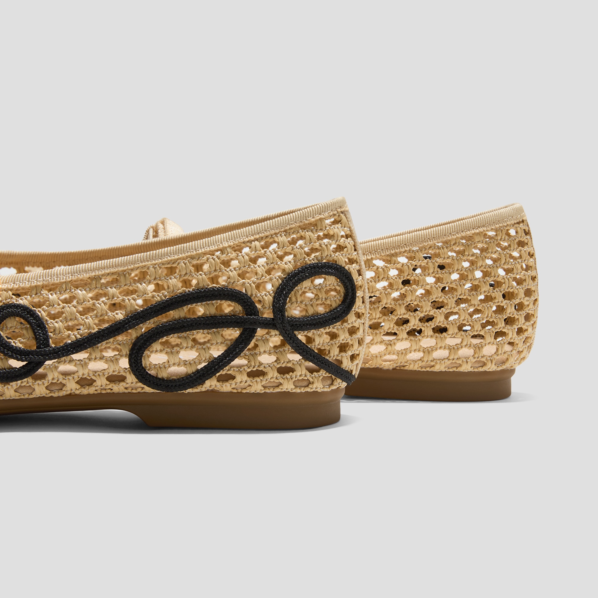 Margot Square-Toe Mesh Flats (Makayla), NATURAL - BLACK, EU35 | VIVAIA