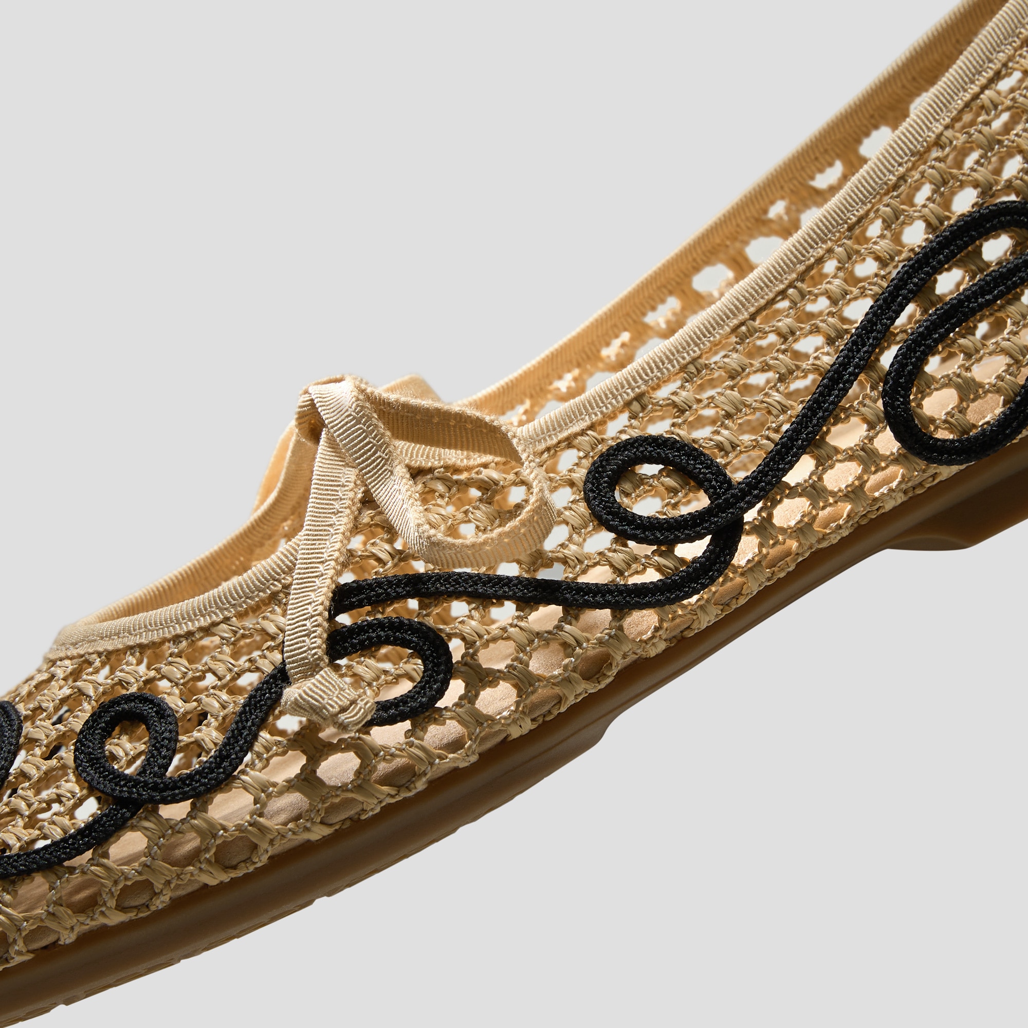 Margot Square-Toe Mesh Flats (Makayla), NATURAL - BLACK, EU35 | VIVAIA