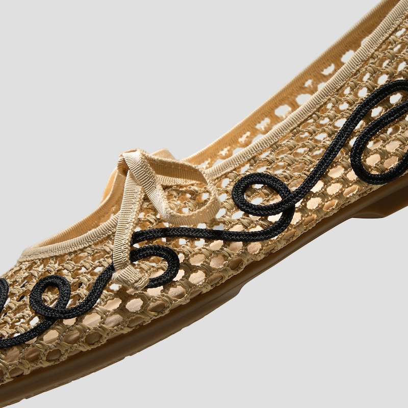 Margot™ Square-Toe Mesh Flats (Makayla), NATURAL - BLACK, EU35 | VIVAIA