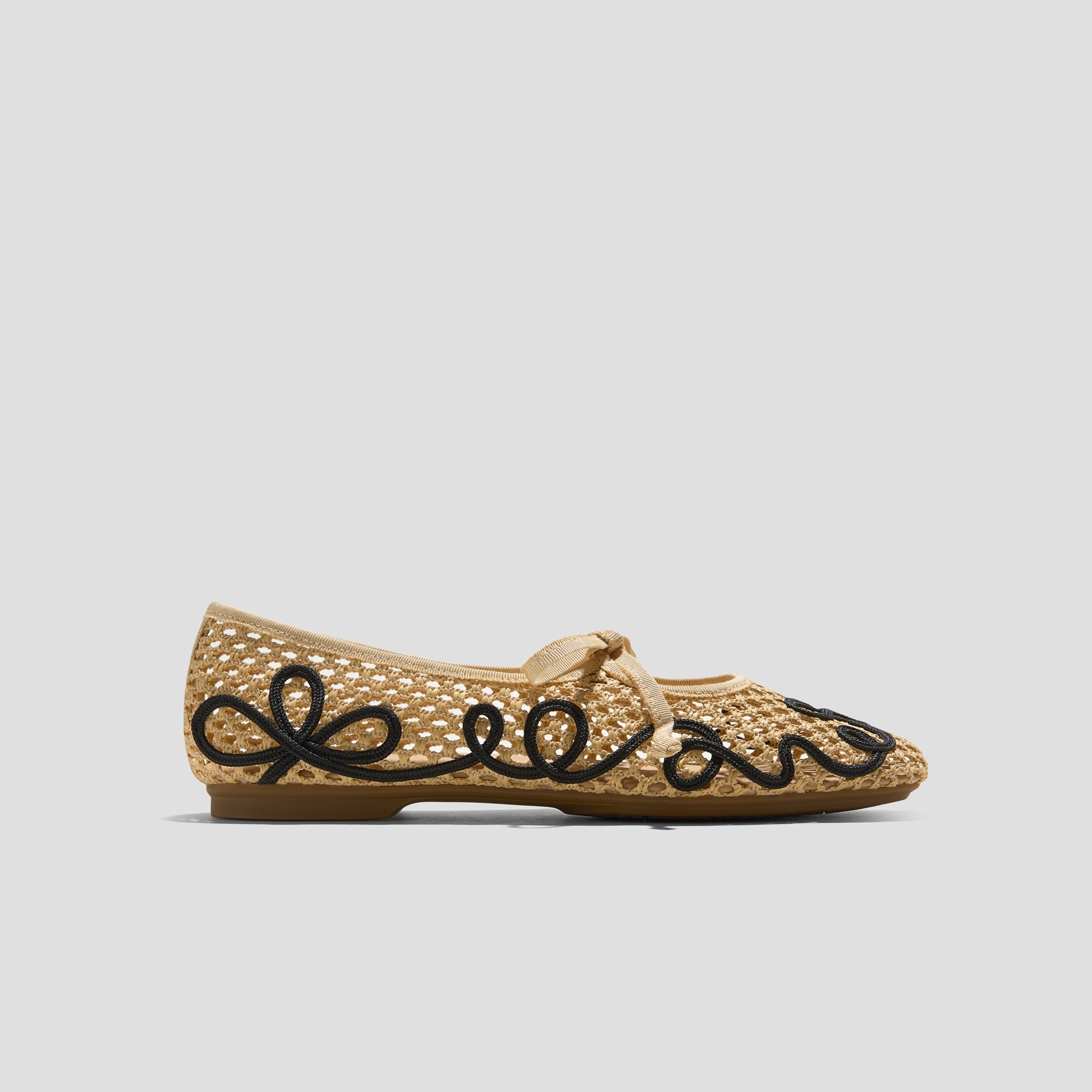 Margot Square-Toe Mesh Flats (Makayla), NATURAL - BLACK, EU35 | VIVAIA