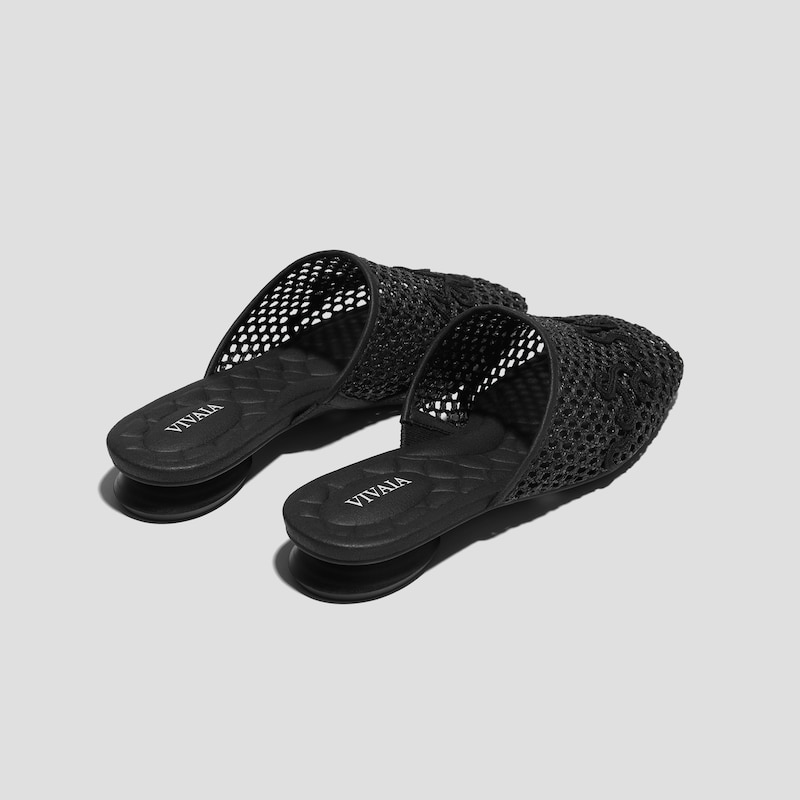Square-Toe Mesh Sandals (Maura), Black, EU36 | VIVAIA
