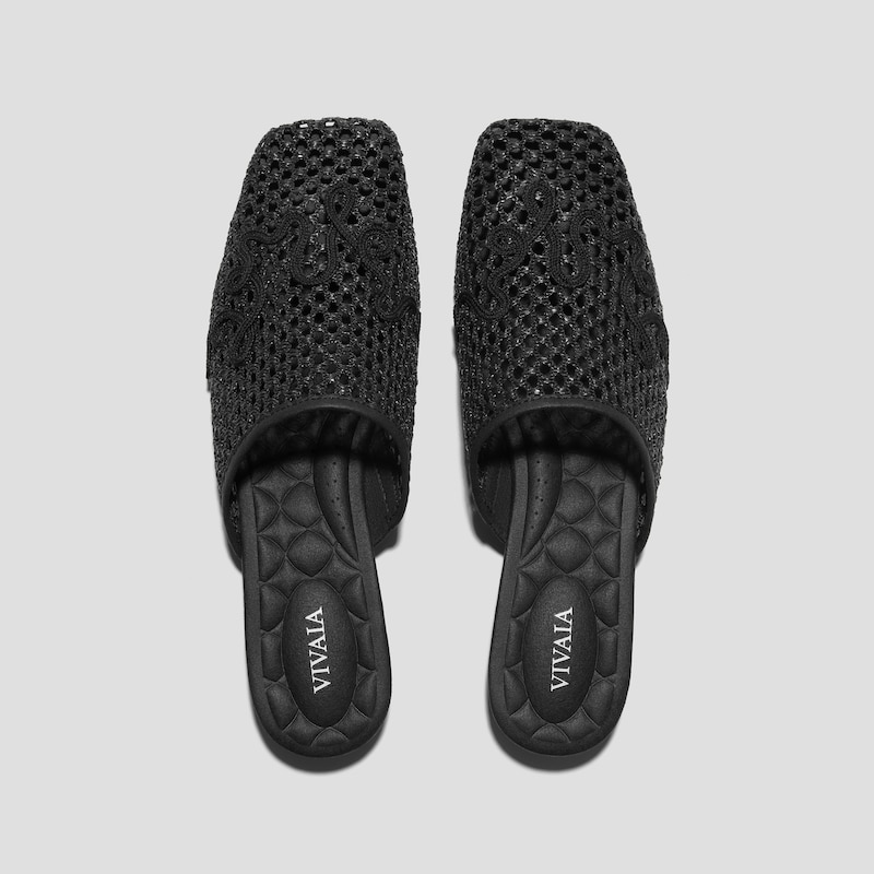 Square-Toe Mesh Sandals (Maura), Black, EU36 | VIVAIA