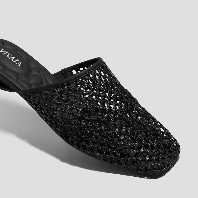 Square-Toe Mesh Sandals (Maura), Black, EU36 | VIVAIA