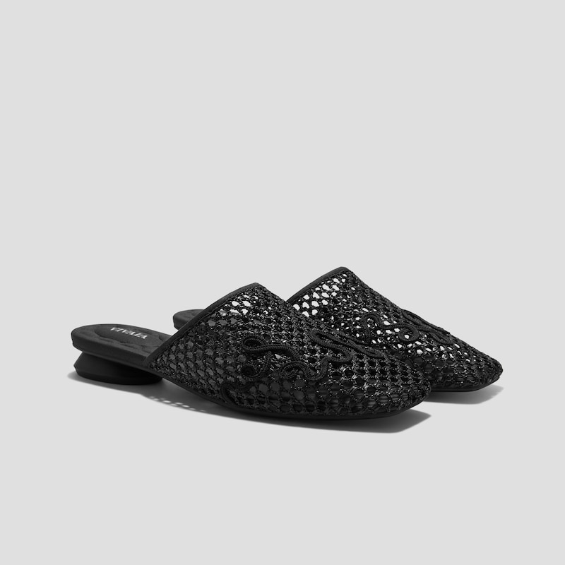 Square-Toe Mesh Sandals (Maura), Black, EU36 | VIVAIA