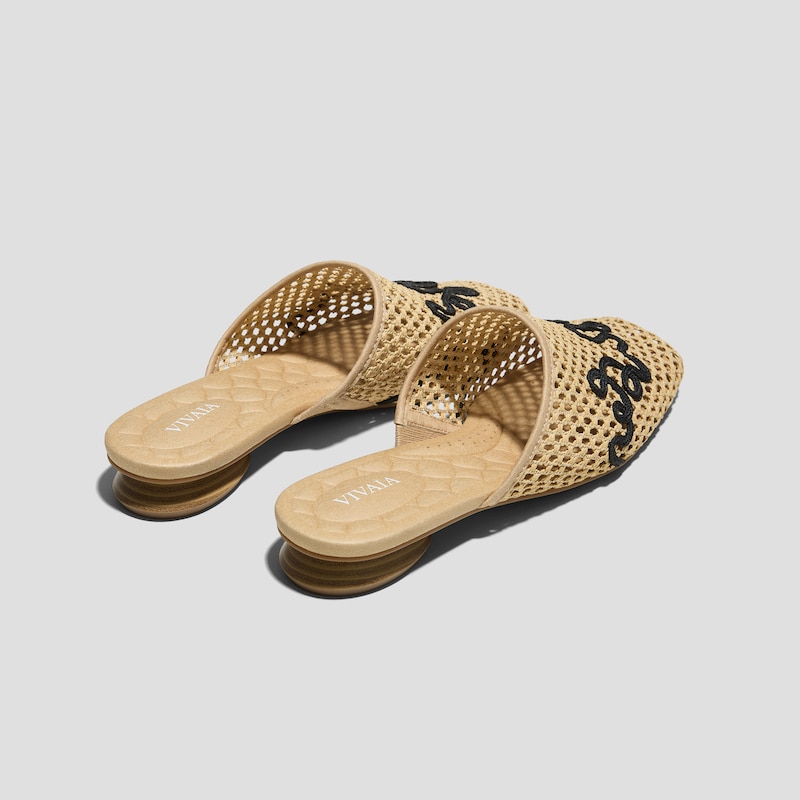 Square-Toe Mesh Sandals (Maura), Natural - Black, EU37 | VIVAIA