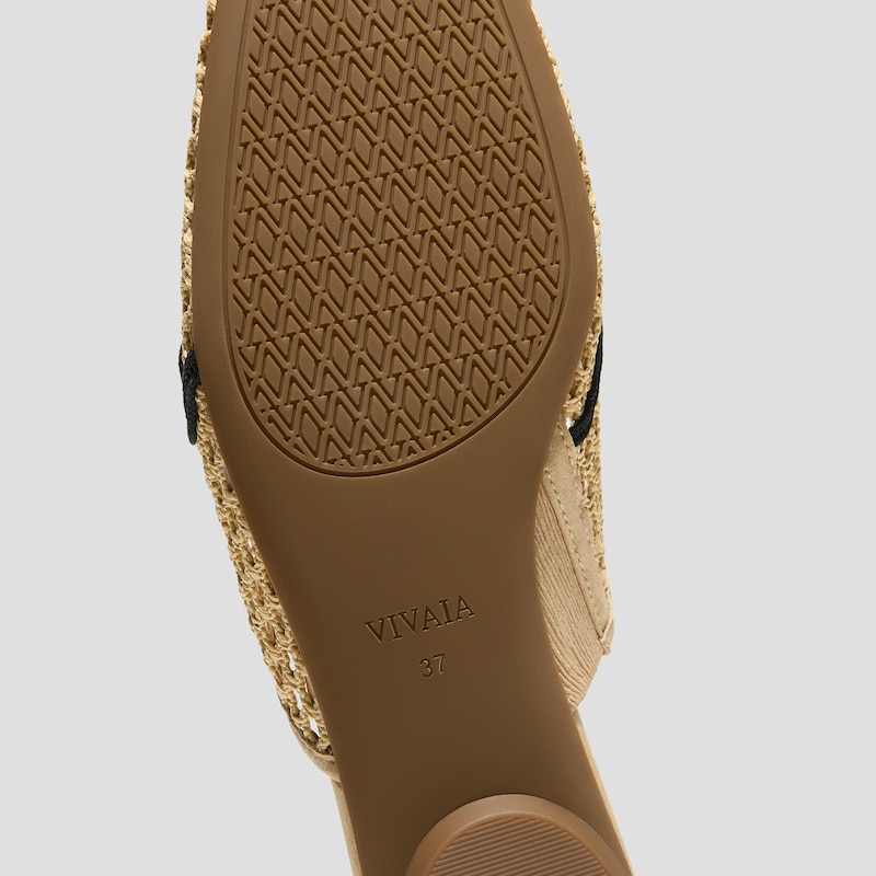 Square-Toe Mesh Sandals (Maura), Natural - Black, EU37 | VIVAIA