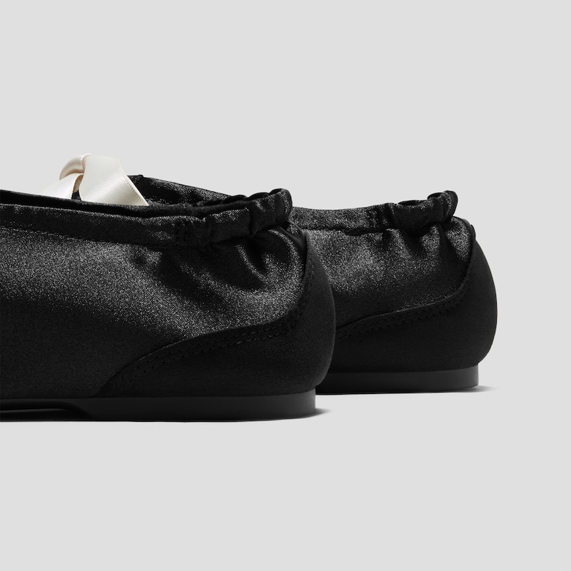 3 Laces Included Square-Toe Lace-Up Satin Sneakerina (Cristina), Black, EU43 | VIVAIA