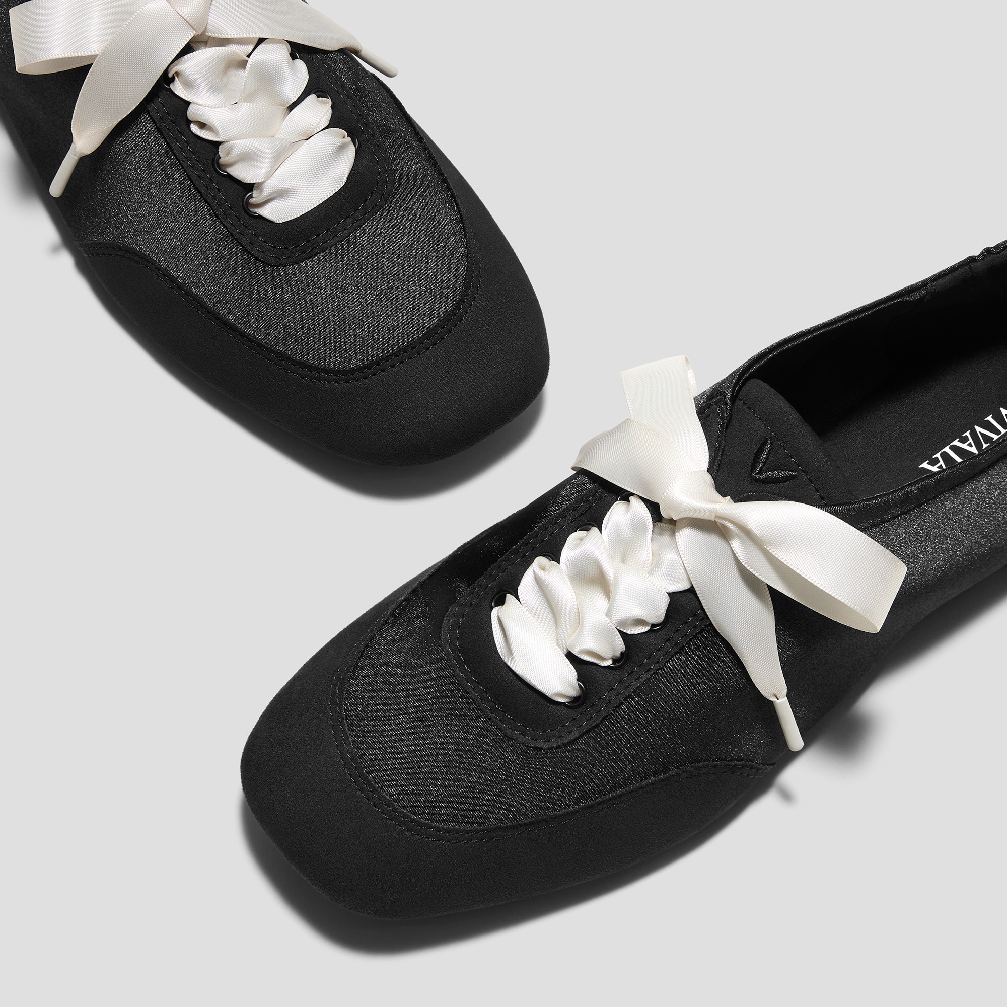 3 Laces Included Square-Toe Lace-Up Satin Sneakerina (Cristina