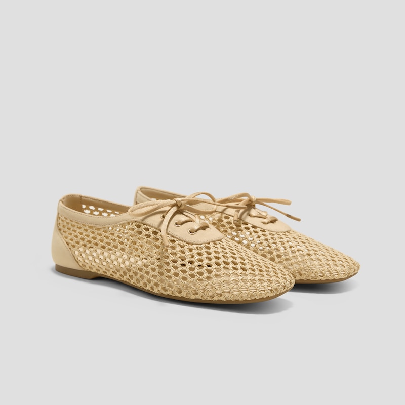 Square-Toe Mesh Flats (Carey), Natural, EU35 | VIVAIA