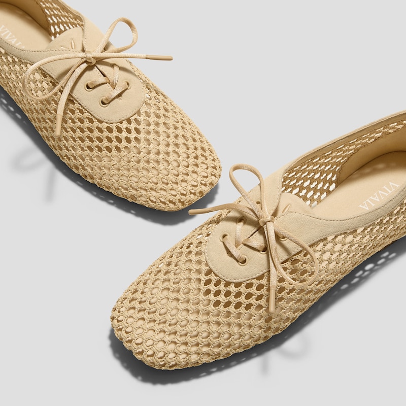Square-Toe Mesh Flats (Carey), Natural, EU35 | VIVAIA