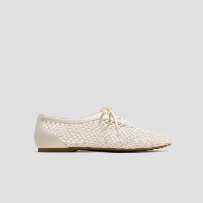 Square-Toe Mesh Flats (Carey), Cream, EU35 | VIVAIA