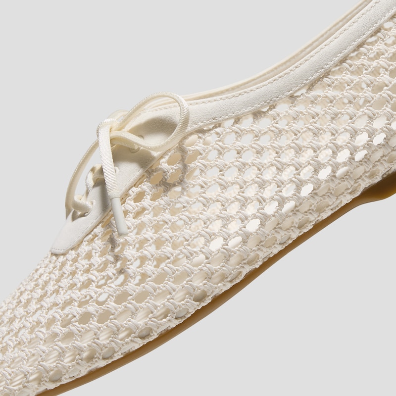 Square-Toe Mesh Flats (Carey), Cream, EU35 | VIVAIA