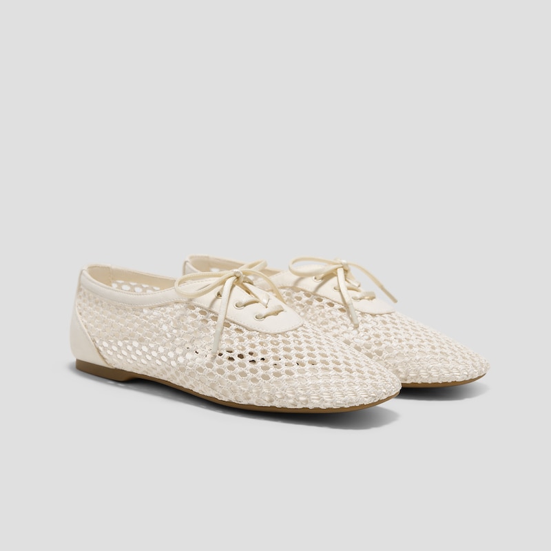 Square-Toe Mesh Flats (Carey), Cream, EU35 | VIVAIA