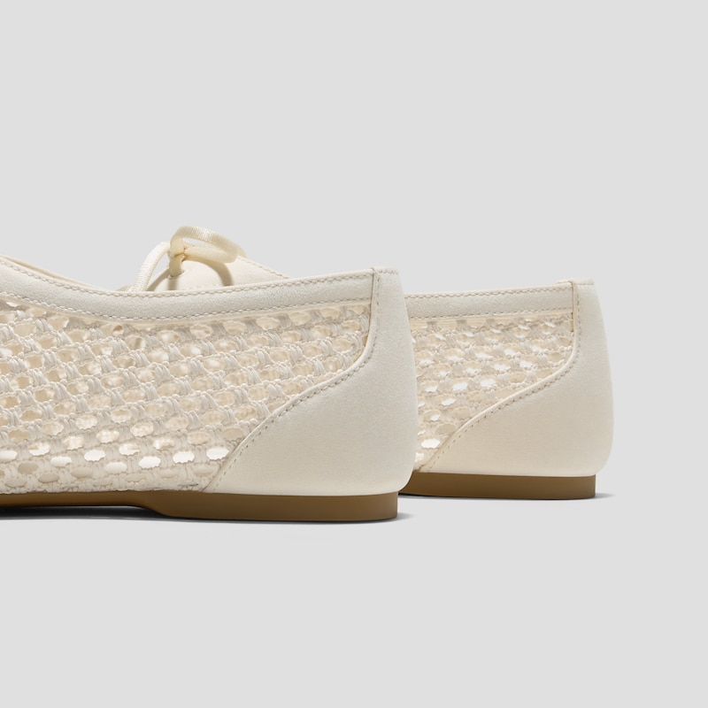 Square-Toe Mesh Flats (Carey), Cream, EU35 | VIVAIA