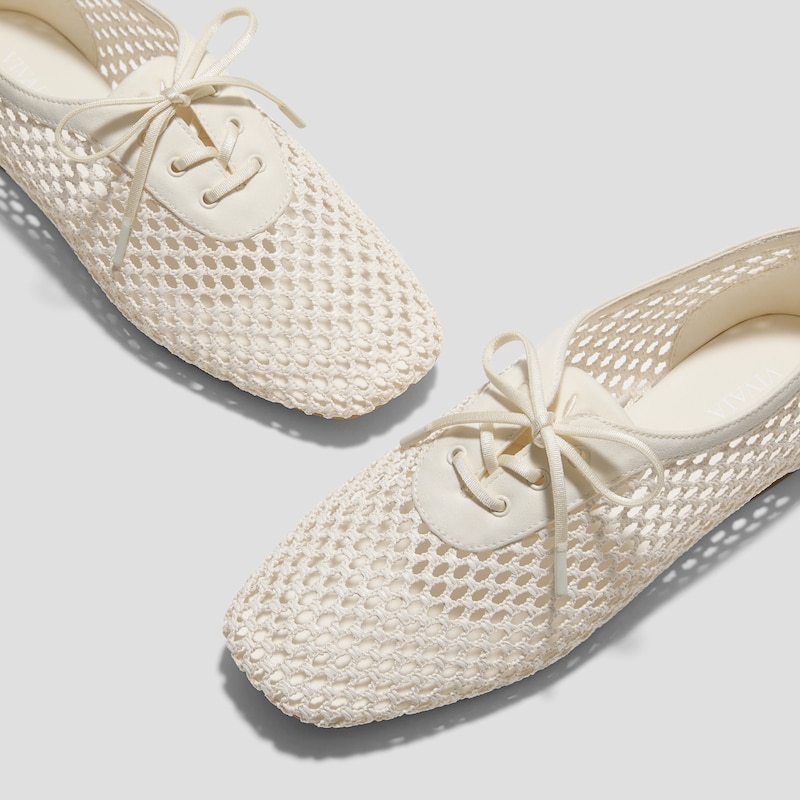 Square-Toe Mesh Flats (Carey), Cream, EU35 | VIVAIA