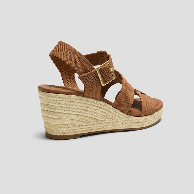 Round-Toe Slingback Wedge Sandals (Skyler), Dark Caramel, EU35 | VIVAIA