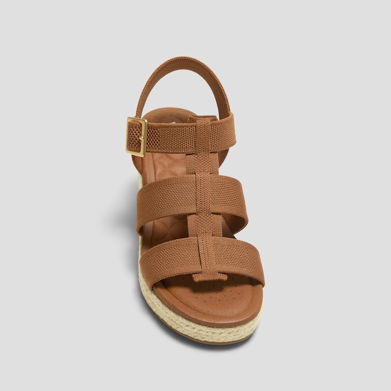 Round-Toe Slingback Wedge Sandals (Skyler), Dark Caramel, EU35 | VIVAIA