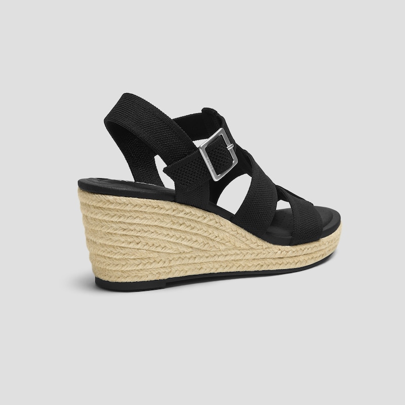 Round-Toe Slingback Wedge Sandals (Skyler), Black, EU37.5 | VIVAIA