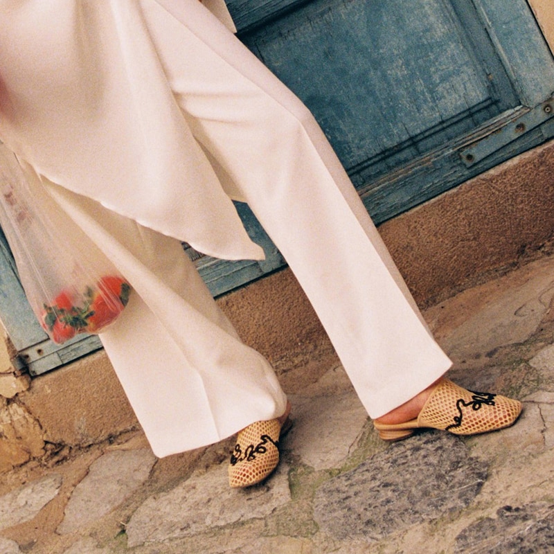 Square-Toe Mesh Sandals (Maura), Natural - Black, EU38 | VIVAIA