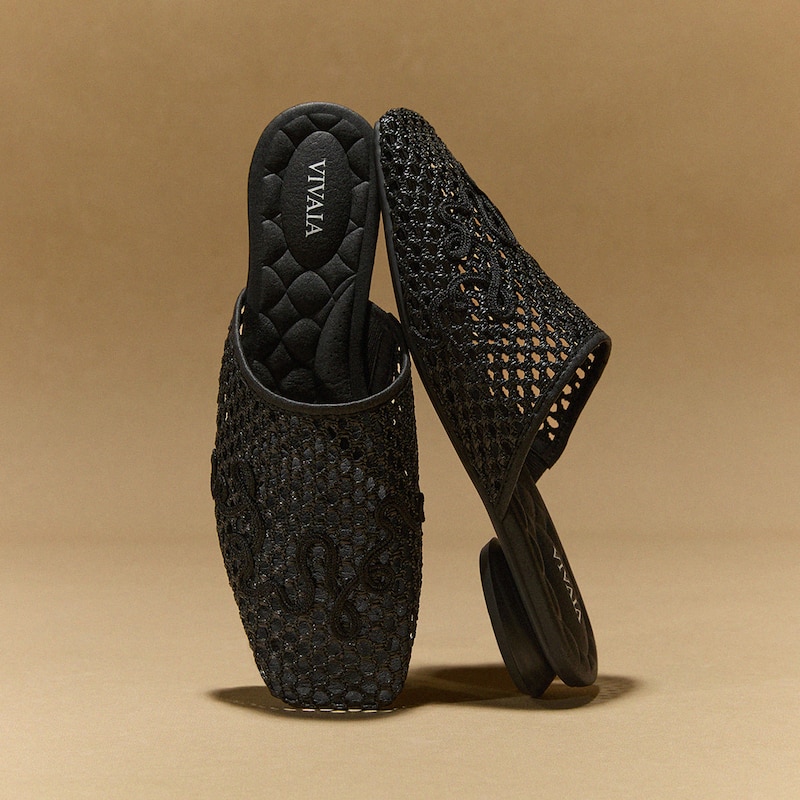 Square-Toe Mesh Sandals (Maura), Black, EU37 | VIVAIA