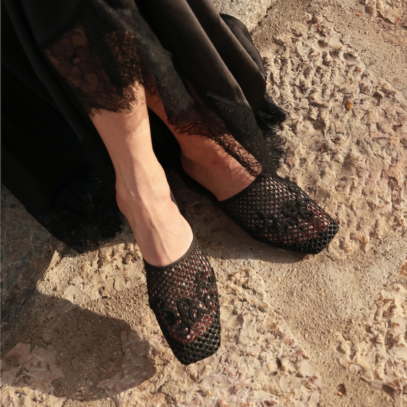 Square-Toe Mesh Sandals (Maura), Black, EU37 | VIVAIA