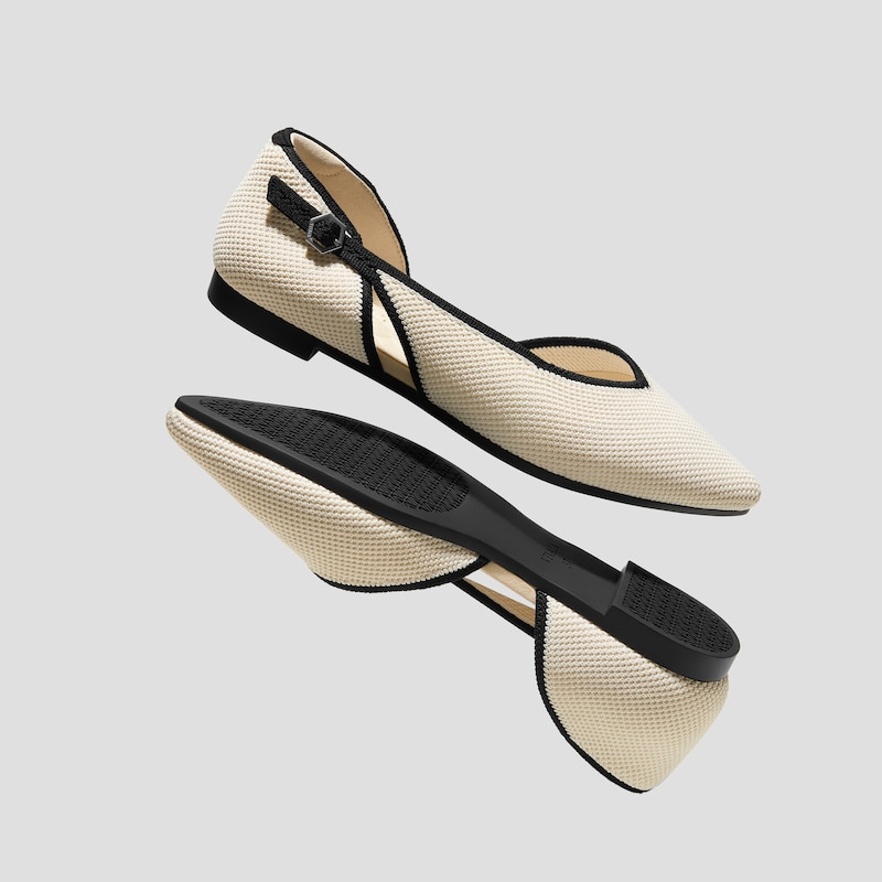 Pointed-Toe D'Orsay Flats (Malory), PALE APRICOT & BLACK BRICKWORK, EU37.5 | VIVAIA