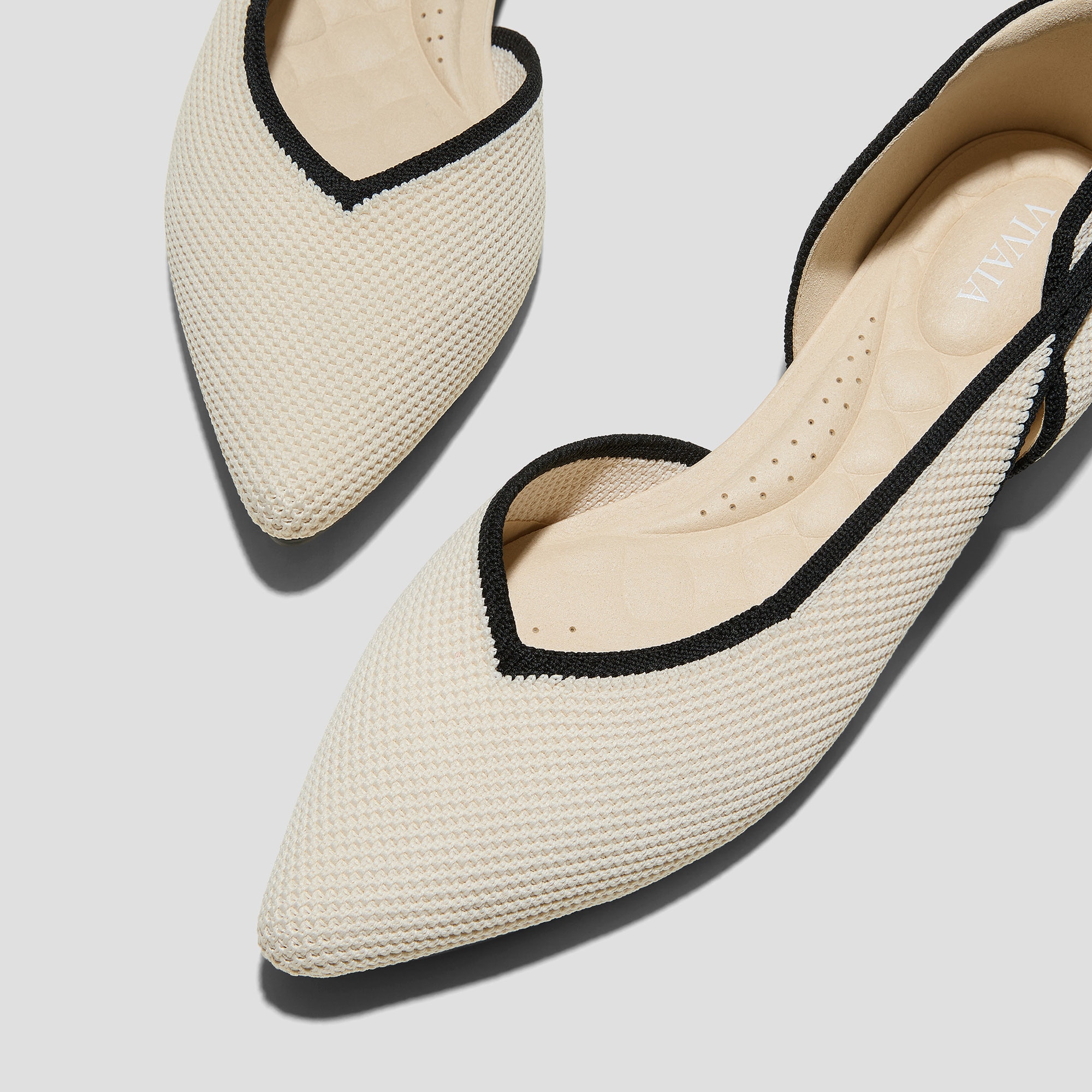 Pointed-Toe D'Orsay Flats (Malory), PALE APRICOT & BLACK BRICKWORK