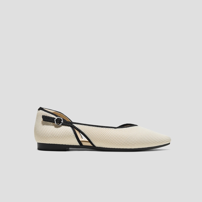 Pointed-Toe D'Orsay Flats (Malory), PALE APRICOT & BLACK BRICKWORK, EU37.5 | VIVAIA