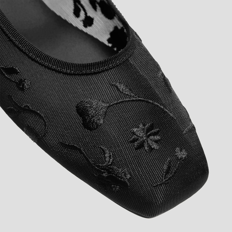 Square-Toe Mary Janes (Margot™ Mary Jane), BLACK FRENCH FLORAL MESH, EU35 | VIVAIA