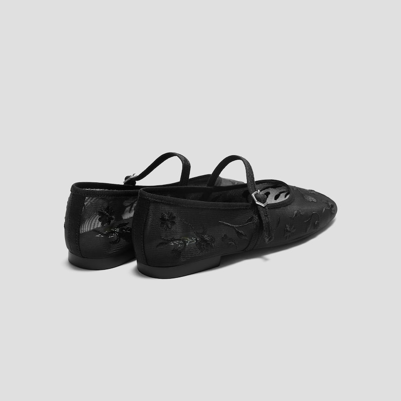 Square-Toe Mary Janes (Margot™ Mary Jane), BLACK FRENCH FLORAL MESH, EU35 | VIVAIA