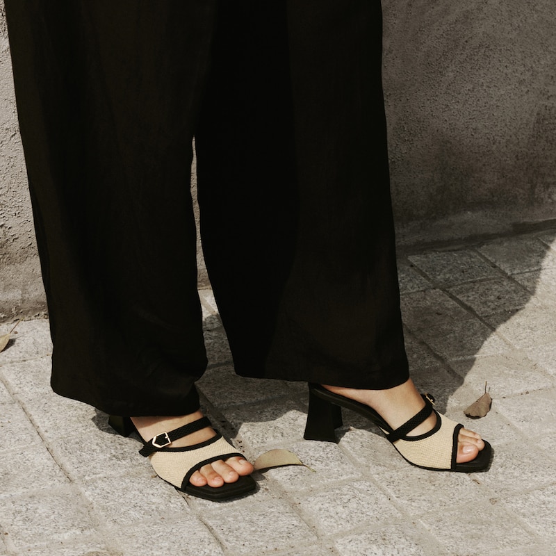 AdaptAll™ Square-Toe Sandals (Ava), Natural Wave - Black, EU39 | VIVAIA